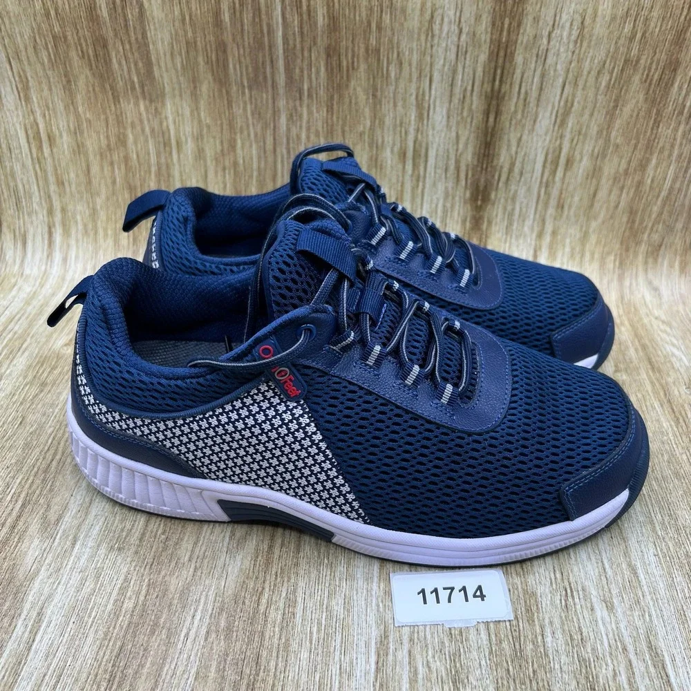 Orthofeet Edgewater Sneakers Men's Size 9.5 Wide 4E Blue Walking Shoes 616